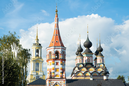Photography The historic Lazarevskaya church and colorful Antipievskaya bell tower in Suzdal, Russia