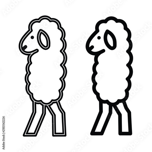 Two minimalist black and white sheep on white background
