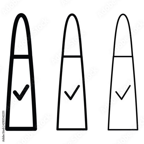 Three outline of bullet shapes with checkmarks in different line weights