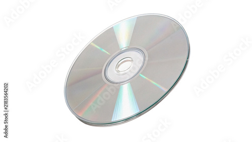 Fotografie Blank silver optical compact disc CD DVD isolated on transparent background