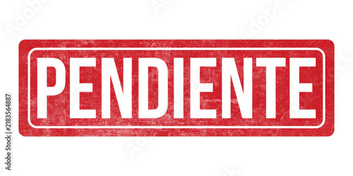 Foto Pendiente red rubber stamp icon, distressed pending status mark in Spanish, vint
