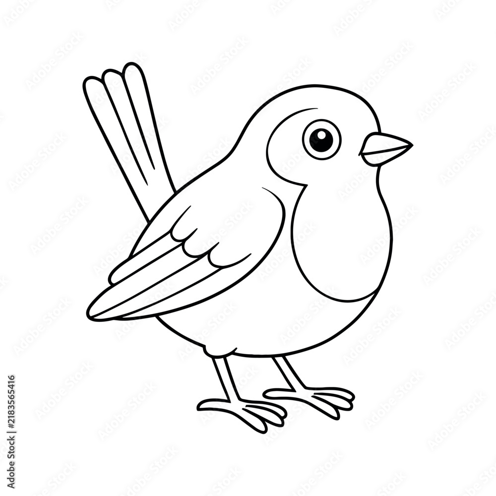 Fototapeta premium Cute Cartoon Robin Bird