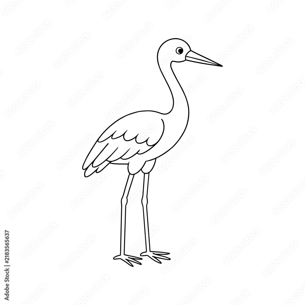Fototapeta premium Simple Stork Line Drawing