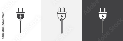 Foto Electrical plug icon flat outline in black