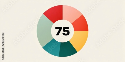 Minimalist Festive Design Featuring The Number 75 Graphic On A Soft Pastel Circle Background