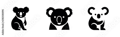 Photography Koala silhouette vector icons set