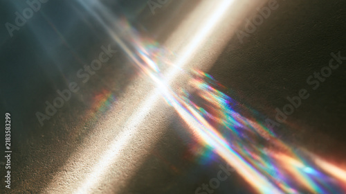 Prism Light Leak and Rainbow Reflection on Textured Surface