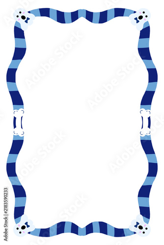 Blue Ghost Ribbon Decorative Border Frame Vector Illustration
