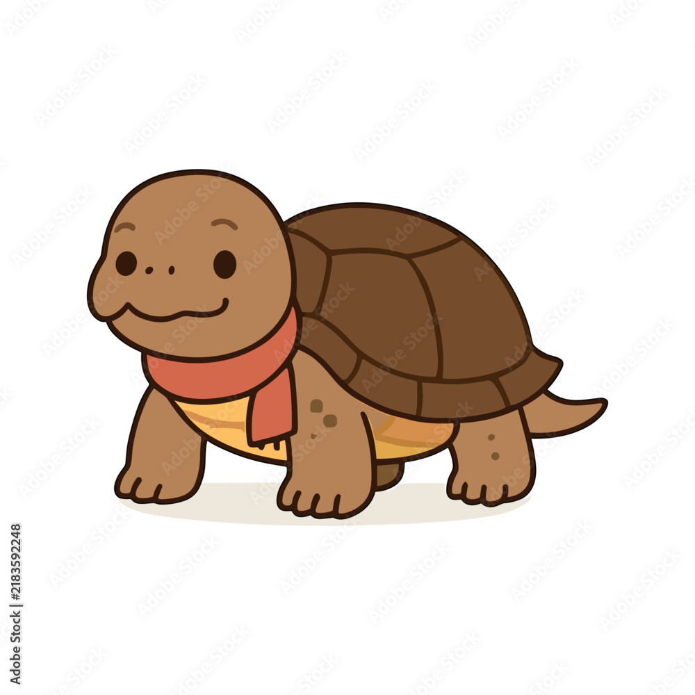 Obraz premium Cute Turtle Wearing a Scarf