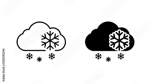 Snowy weather cloud icons isolated on transparent background