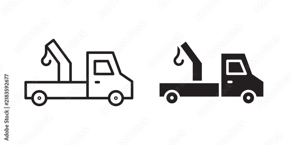 Fototapeta premium Car crane icon flat outline in black