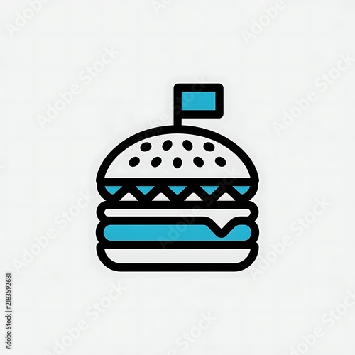 Hamburger icon with small flag on white background