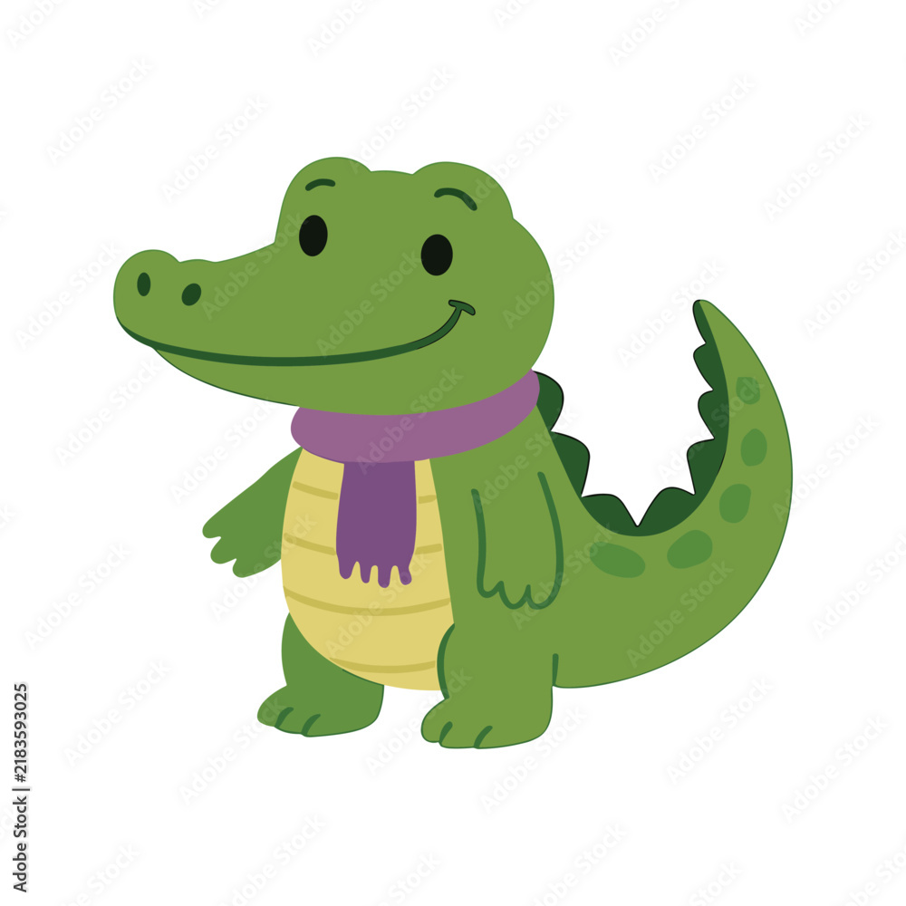 Obraz premium Cute Alligator Wearing a Scarf