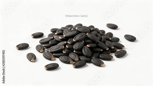 Close Up Pile of Watermelon Seeds on White Background