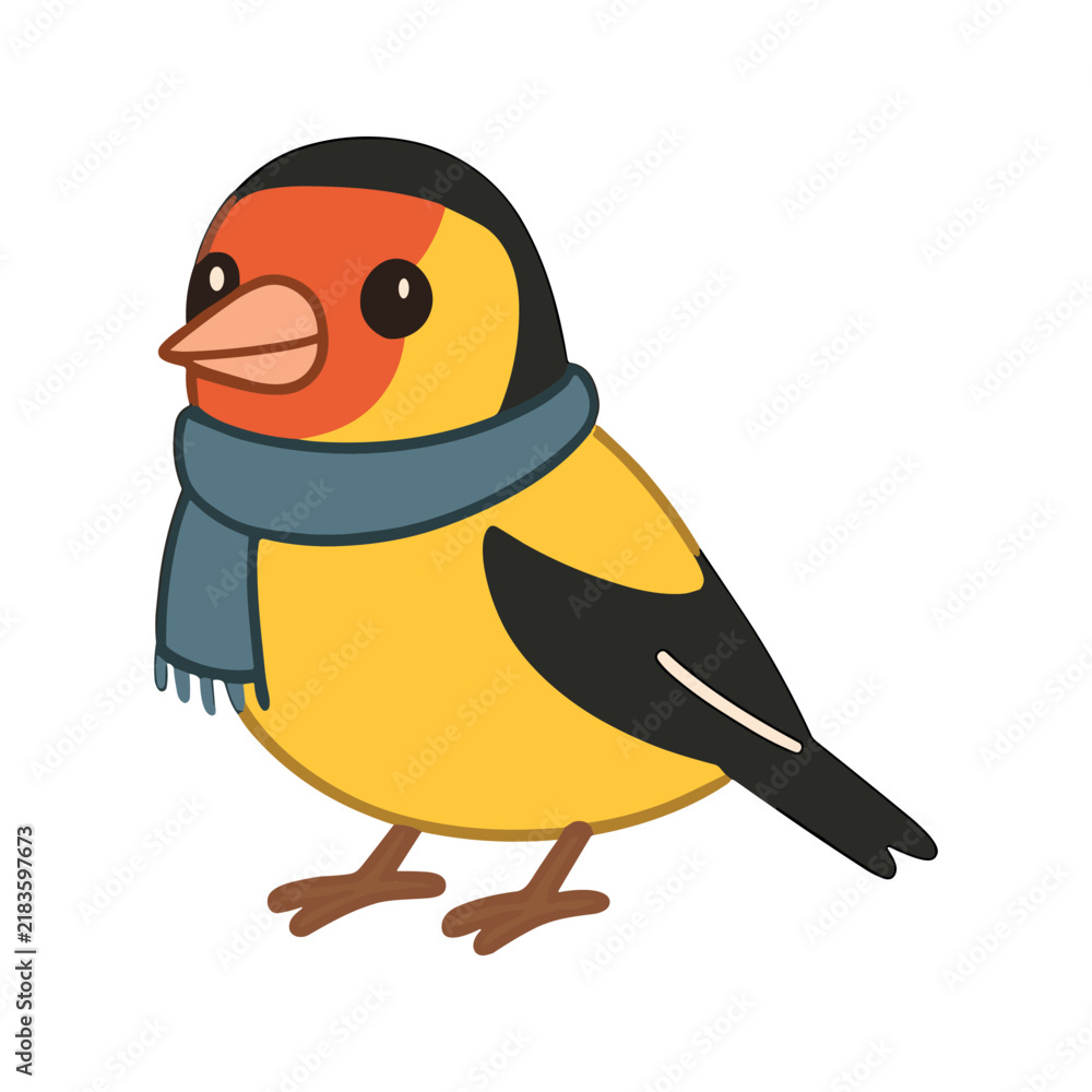 Fototapeta premium Cute Bird Wearing a Scarf