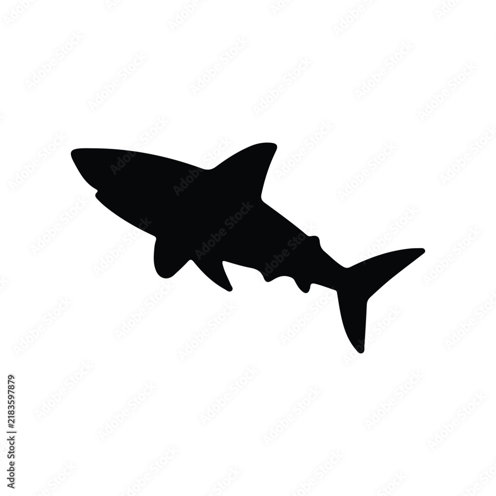 Fototapeta premium A black and white silhouette Shark Vector