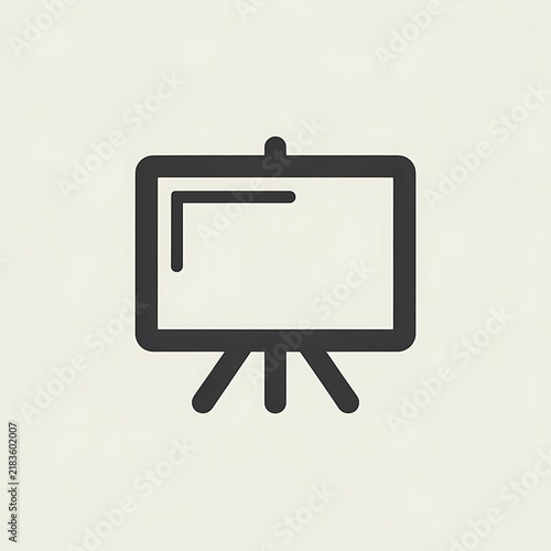 Black outline icon of a presentation board on a stand