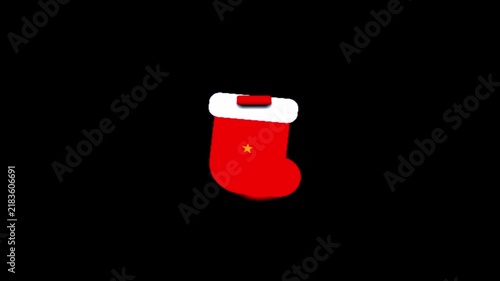 Red Christmas Stocking with White Trim on Dark Background Motion Graphic