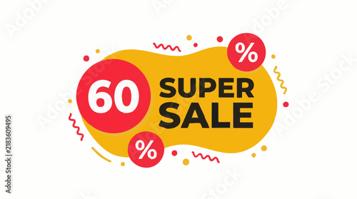 Super Sale 60% Off Promotional Banner Design with Modern Graphics