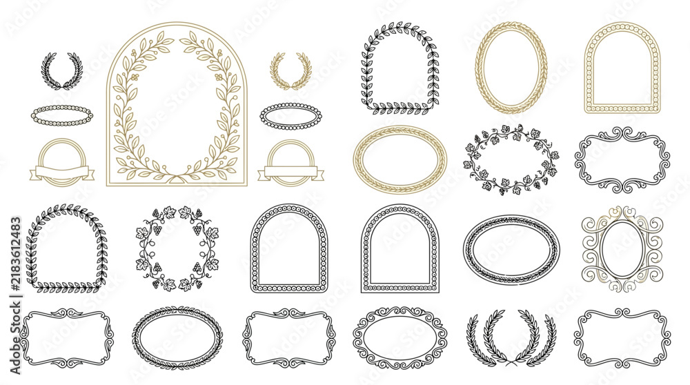 Fototapeta premium Ornate Decorative Frames Collection, Vector Design Elements, Isolated