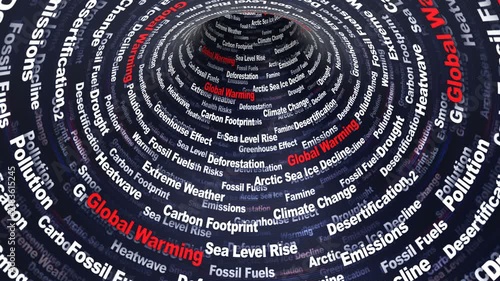 GLOBAL WARMING Keywords Animation on Tunnel Walls, Background, Loop

