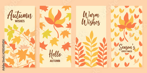 Fall leaves and seasonal greetings form a colorful vector illustration