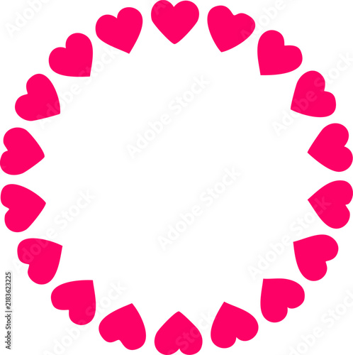 Pink Heart Wreath: Circular Love Pattern Border isolated on transparent background