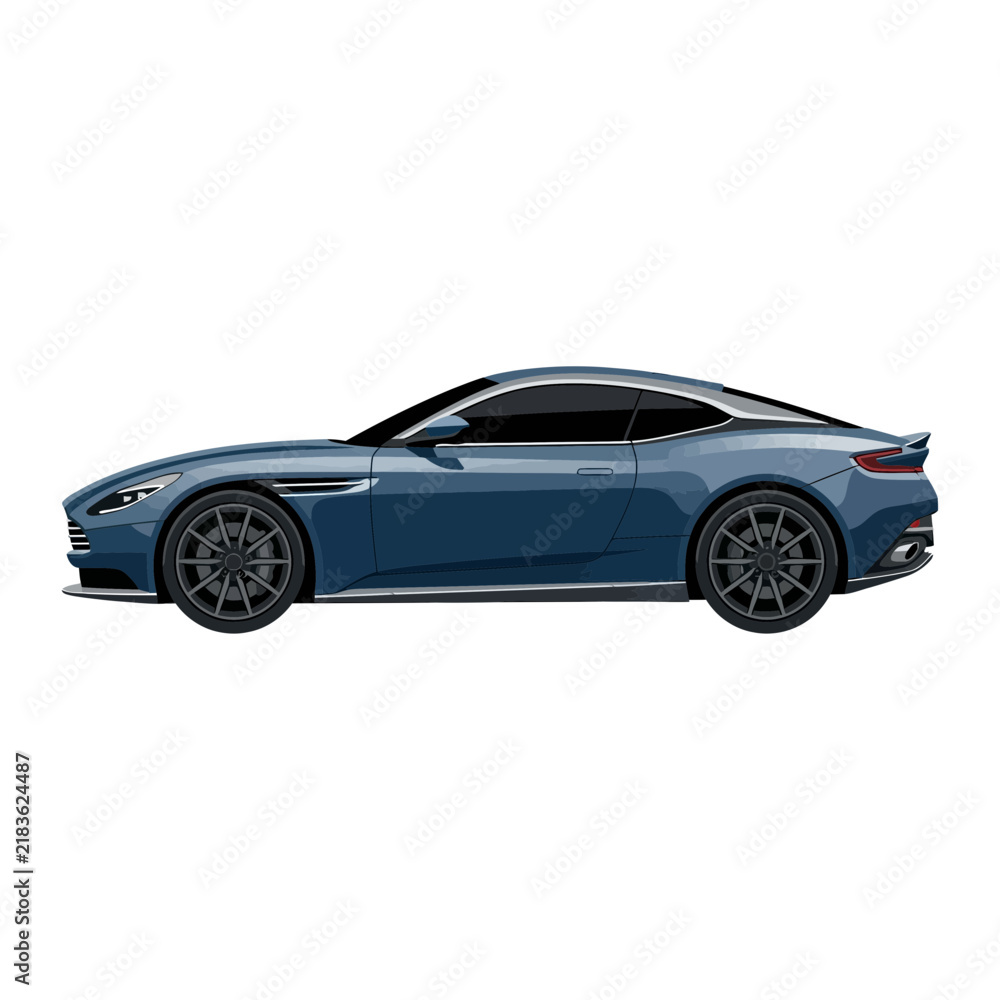 Fototapeta premium Luxury Sports Car - Blue Coupe, Isolated