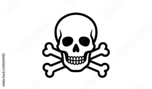 Fotografía Black and white skull and crossbones icon representing danger hazard poison or d