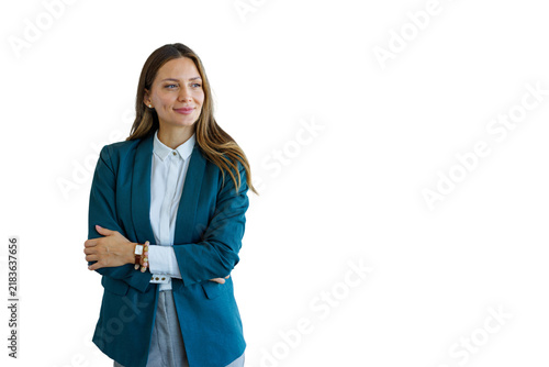 Confident business leader looking away with arms crossed
