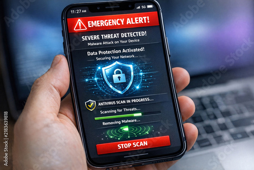 Mobile phone displaying an emergency alert message