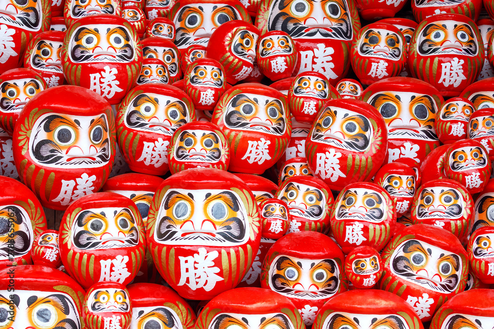 Fototapeta premium Colorful Japanese Daruma Dolls at Katsuoji Temple in Osaka