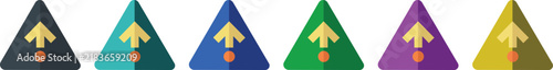 Upward Arrow Triangle Icon Set – Colorful Vector Collection Representing Growth, Progress, and Direction