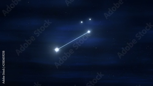 Canis Minor (the lesser dog) constellation in the sky. Stars on a dark background. Astrological symbol.
