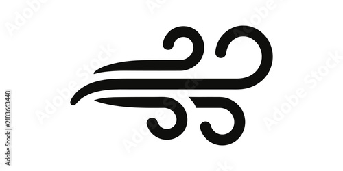 Swirling air flow black icon for breeze and wind weather conditions.