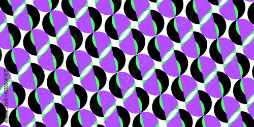 Seamless Abstract Geometric Composition Featuring Purple Black and Neon Green Shapes