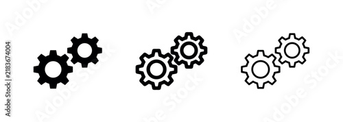 Interconnected mechanical gears and cogs icon set for settings