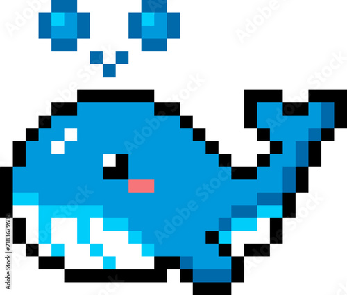 Cute Whale Pixel Art Ocean Animal