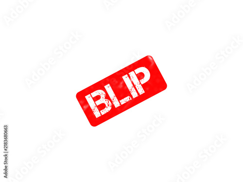 Konstfotografi Red BLIP rubber stamp icon, distressed grunge ink stamp on white background, vin