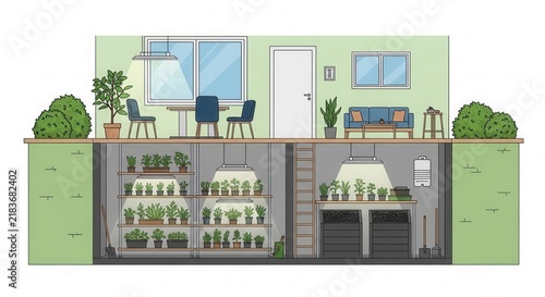 Indoor Garden Oasis With A Living Space Above Showcasing Greenery