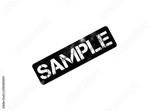 Fotografía Grunge sample rubber stamp, black distressed ink imprint on white background, vi