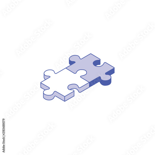 Two isometric jigsaw puzzle pieces connecting together