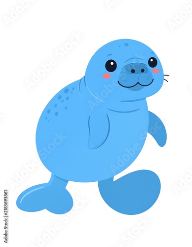 Cartoon Seal Walking Playfully.
