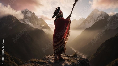 Inca Indigenous People in Andes Mountains Peru