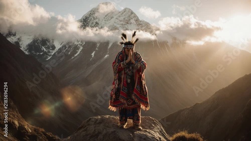 Inca Indigenous People in Andes Mountains Peru