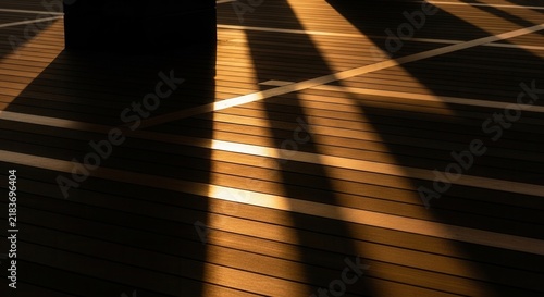Golden Sunlight Streaks Across Decking Patterns