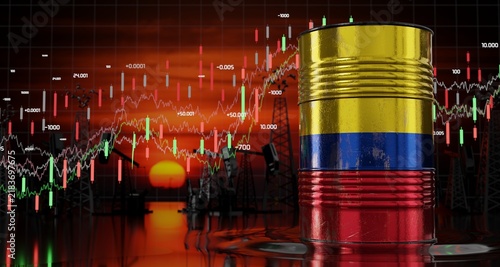 Colombia - oil barrel price concept - 3D illustration