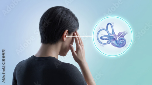 Meniere disease and inner ear anatomy concept