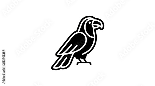 Minimalist Silhouette of a Parrot Bird Icon.