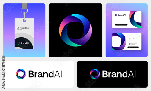Modern Futuristic SaaS Technology Logo Design Featuring Colorful Gradient Symbols and Digital Innovation  Brand Identity.